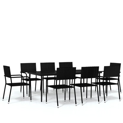 Set Mobili da Pranzo da Giardino 9 pz Nero