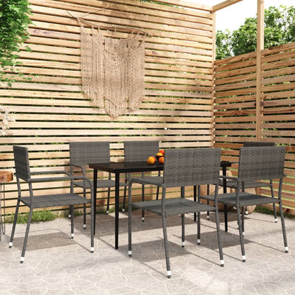 Set Mobili da Pranzo da Giardino 7 pz Grigio