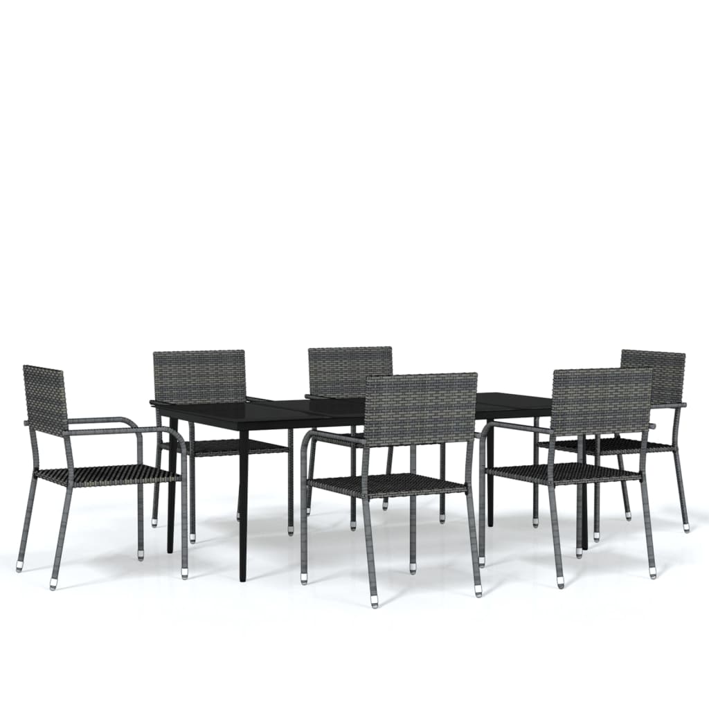 Set Mobili da Pranzo da Giardino 7 pz Grigio