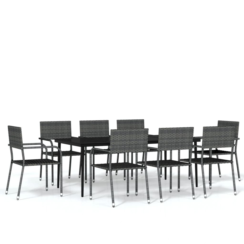 Set Mobili da Pranzo da Giardino 9 pz Grigio