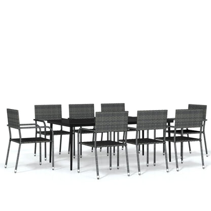 Set Mobili da Pranzo da Giardino 9 pz Grigio