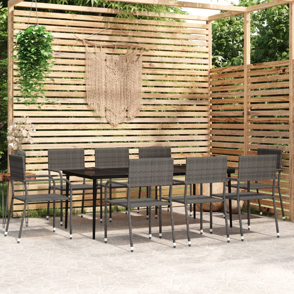 Set Mobili da Pranzo da Giardino 9 pz Grigio