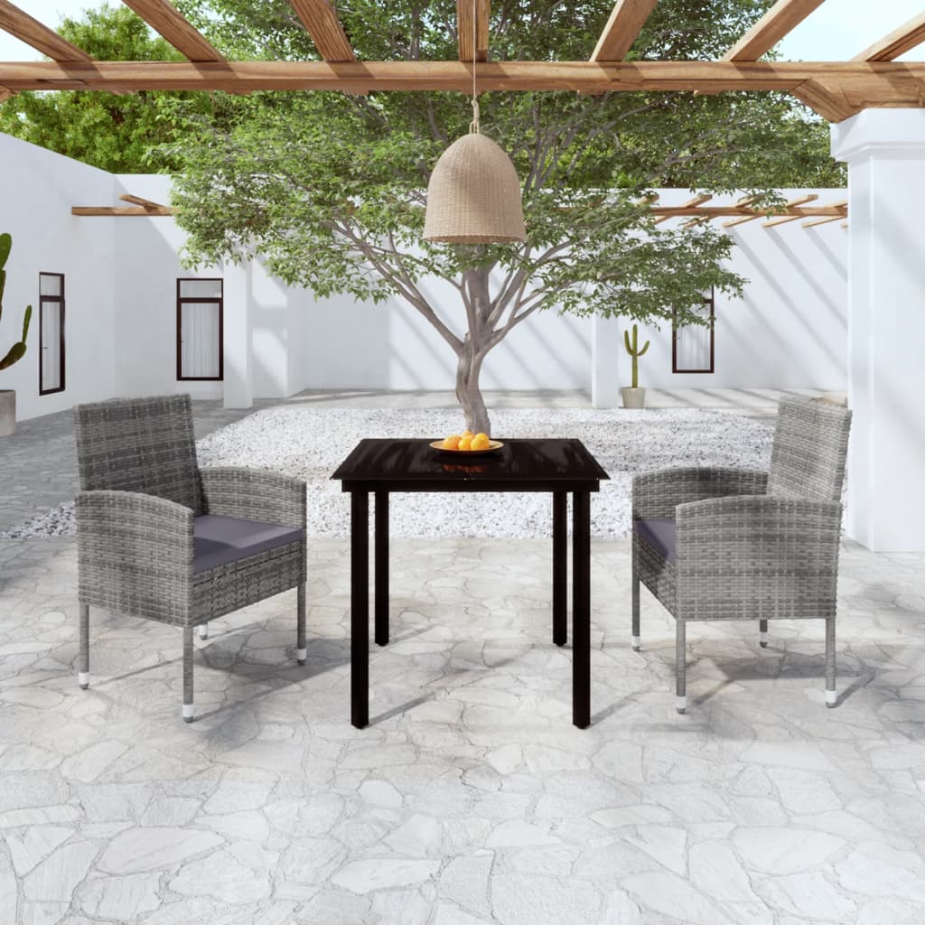 Set da Pranzo da Giardino 3 pz Antracite