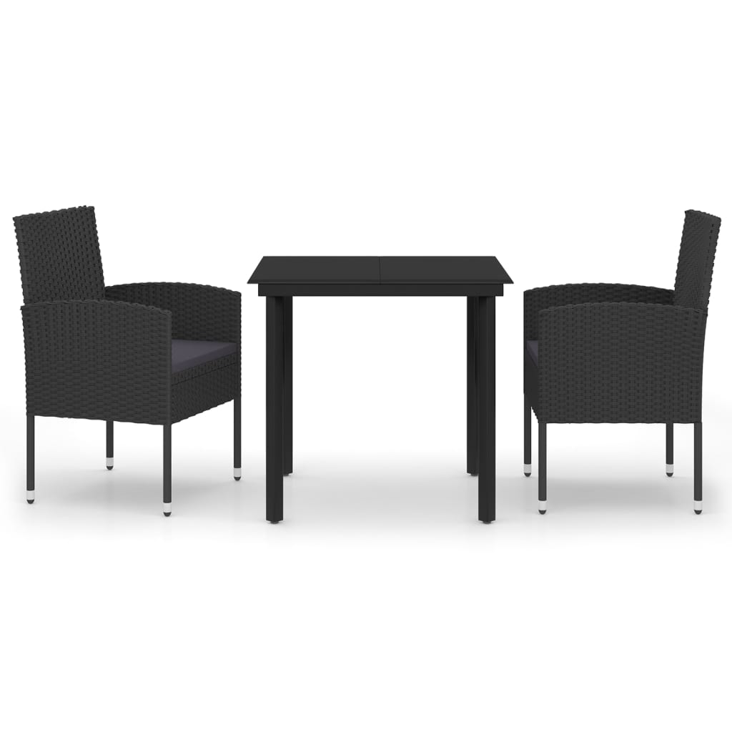 Set da Pranzo da Giardino 3 pz Nero