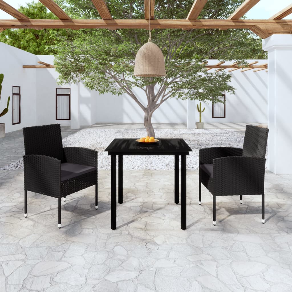 Set da Pranzo da Giardino 3 pz Nero