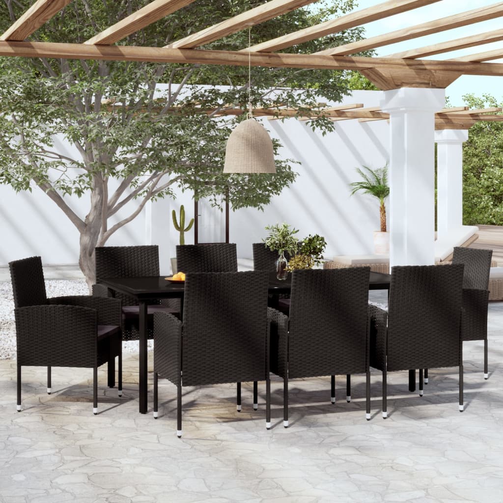 Set da Pranzo da Giardino 9 pz Nero