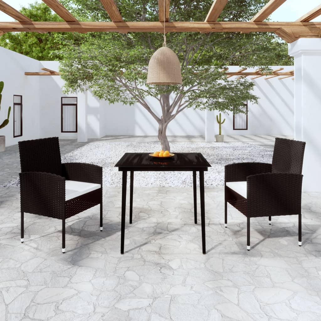 Set da Pranzo da Giardino 3 pz Nero