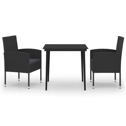 Set da Pranzo da Giardino 3 pz Nero