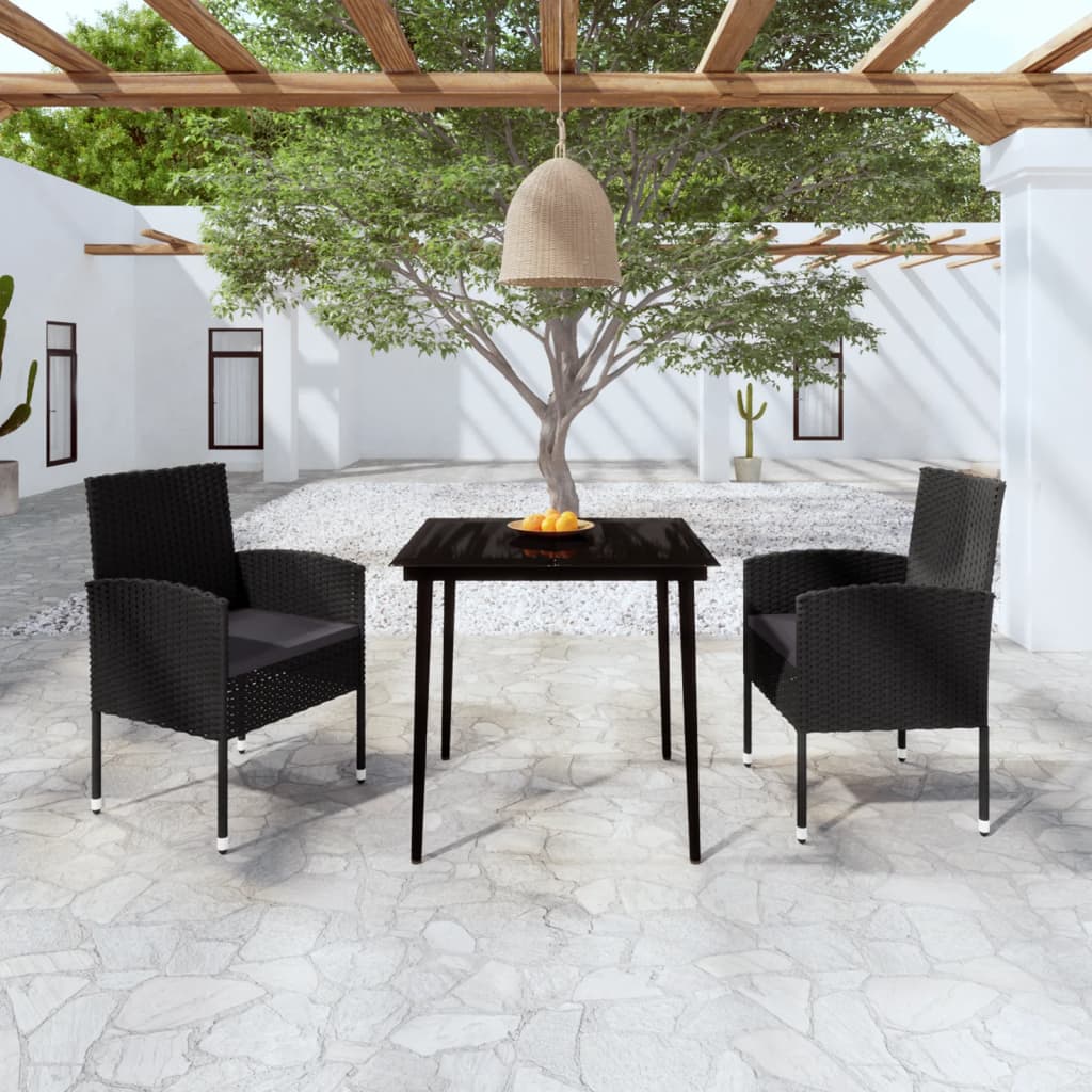 Set da Pranzo da Giardino 3 pz Nero