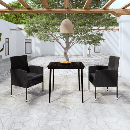 Set da Pranzo da Giardino 3 pz Nero