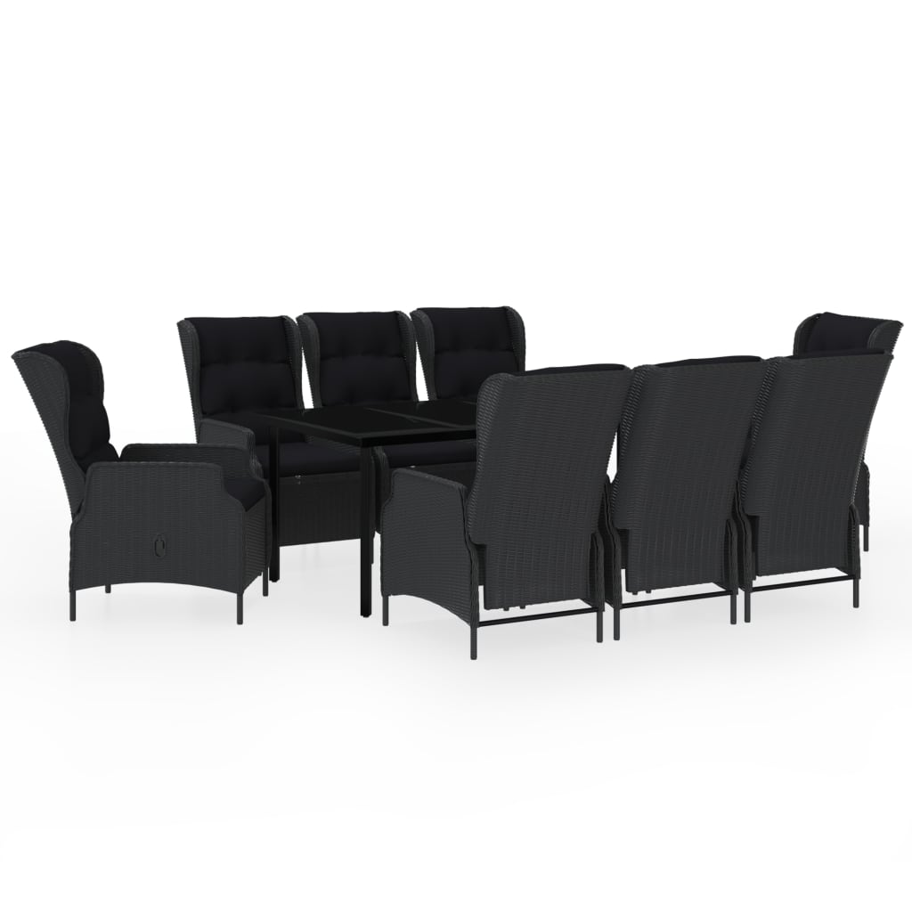 Set Mobili da Pranzo per Giardino 9 pz Grigio Scuro