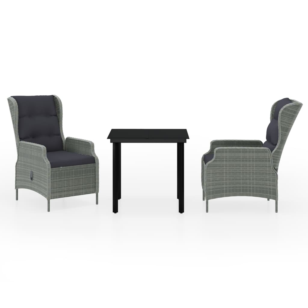 Set da Pranzo da Giardino 3 pz Grigio Chiaro