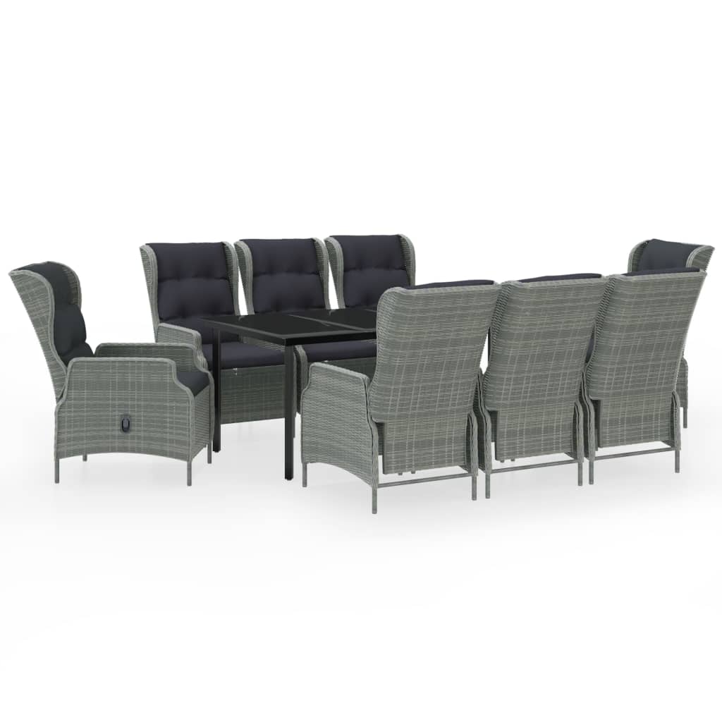 Set da Pranzo da Giardino 9 pz Grigio Chiaro