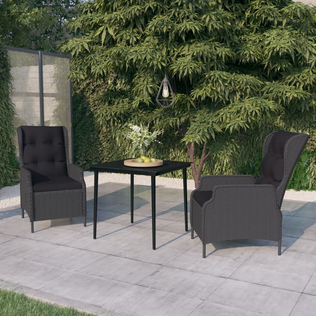 Set da Pranzo da Giardino 3 pz Grigio Scuro
