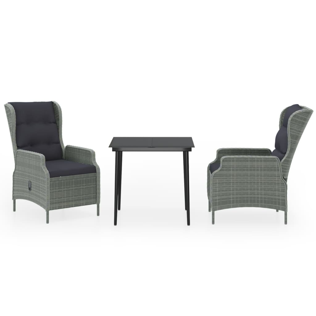 Set da Pranzo da Giardino 3 pz Grigio Chiaro