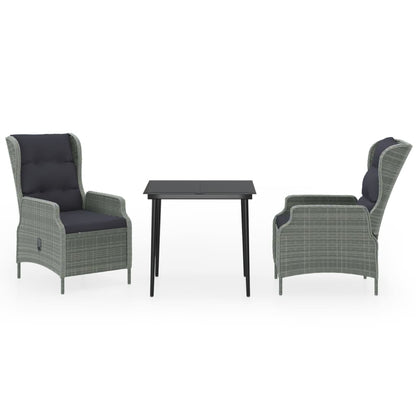 Set da Pranzo da Giardino 3 pz Grigio Chiaro