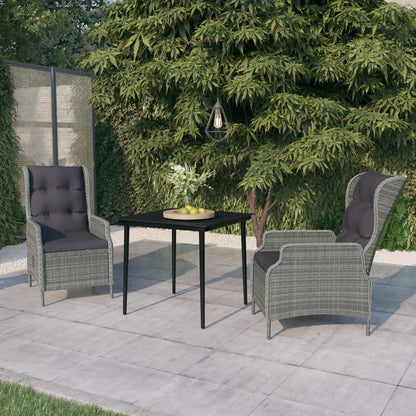 Set da Pranzo da Giardino 3 pz Grigio Chiaro
