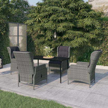 Set Mobili da Pranzo per Giardino 5 pz Grigio Chiaro