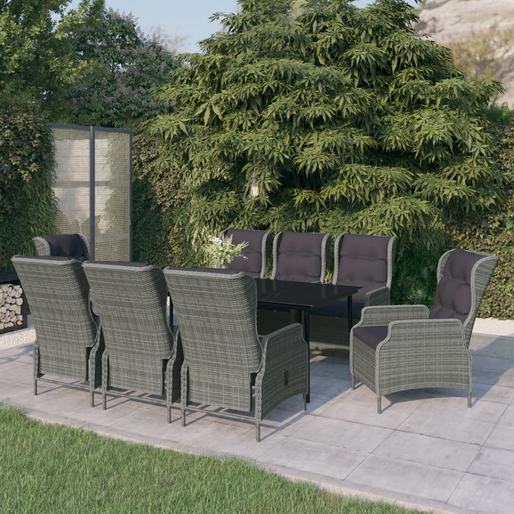 Set da Pranzo da Giardino 9 pz Grigio Chiaro