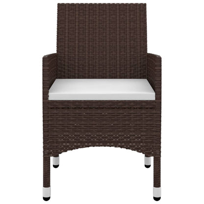 Set da Pranzo per Giardino 7 pz con Cuscini Polyrattan e Vetro