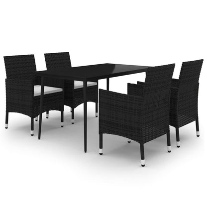 Set da Pranzo per Giardino 5 pz con Cuscini Polyrattan e Vetro