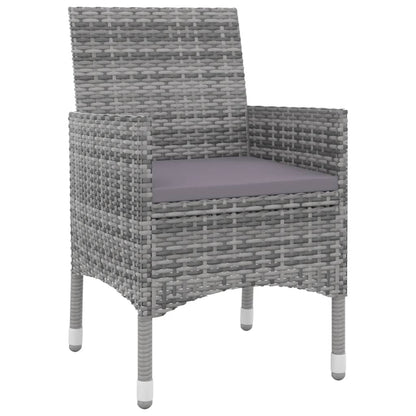 Set da Pranzo per Giardino 3 pz con Cuscini Polyrattan e Vetro
