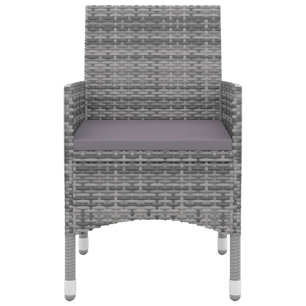 Set da Pranzo per Giardino 3 pz con Cuscini Polyrattan e Vetro