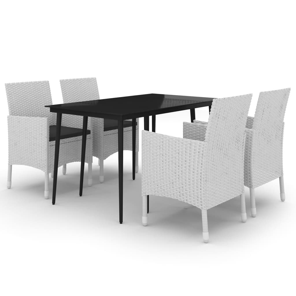 Set da Pranzo per Giardino 5 pz con Cuscini Polyrattan e Vetro