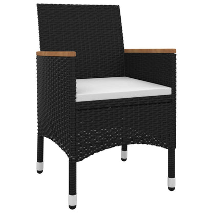 Set da Pranzo per Giardino 3 pz con Cuscini Polyrattan e Vetro