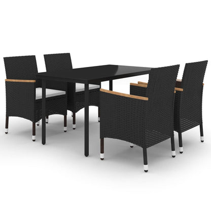 Set da Pranzo per Giardino 5 pz con Cuscini Polyrattan e Vetro