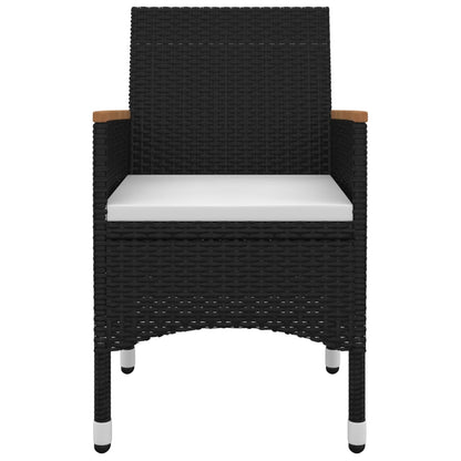 Set da Pranzo da Giardino con Cuscini 9 pz Polyrattan e Vetro