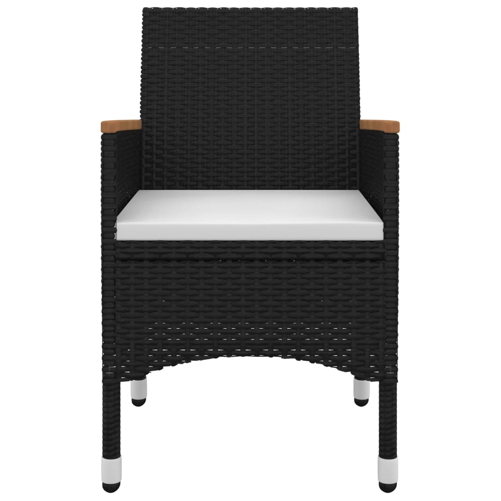 Set da Pranzo per Giardino 3 pz con Cuscini Polyrattan e Vetro