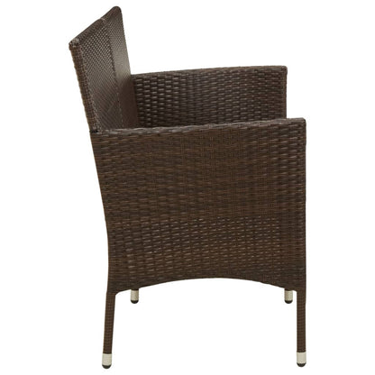 Divano da Giardino a 3 Posti con Cuscino in Polyrattan Marrone