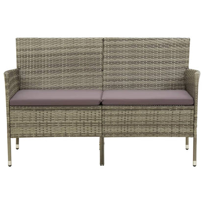 Divano da Giardino a 3 Posti con Cuscino in Polyrattan Grigio
