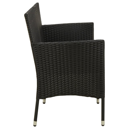 Divano da Giardino a 3 Posti con Cuscino Nero in Polyrattan
