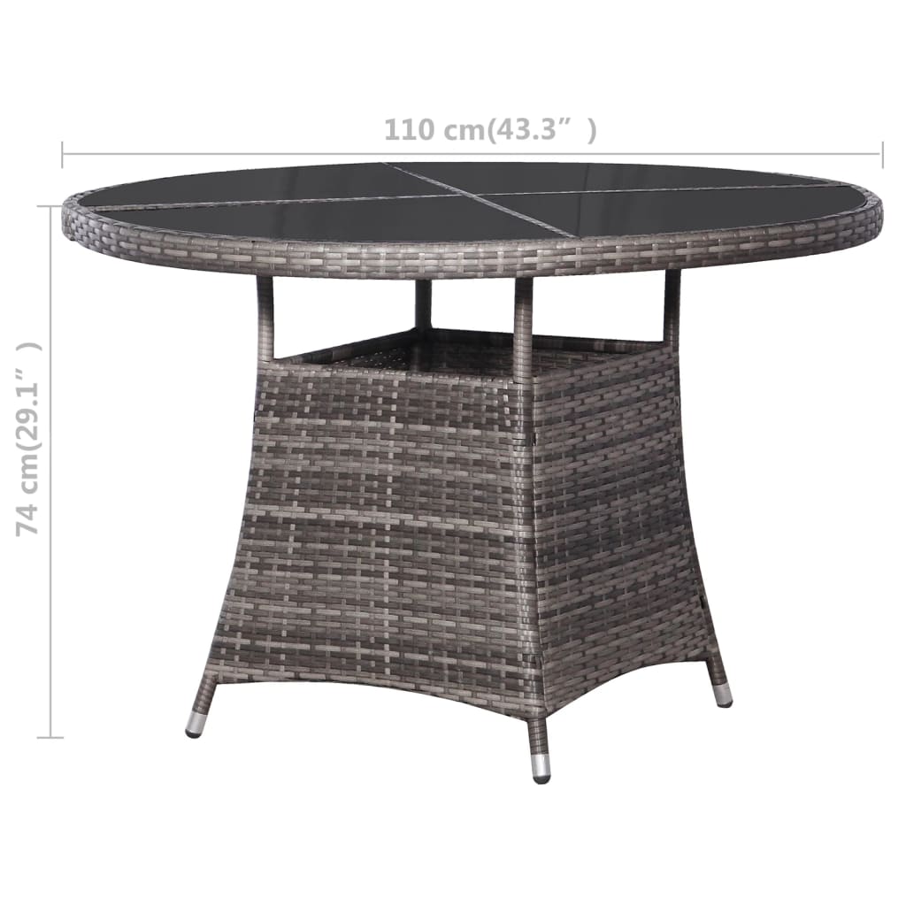 Tavolo da Giardino Grigio Ã˜110x74 cm in Polyrattan