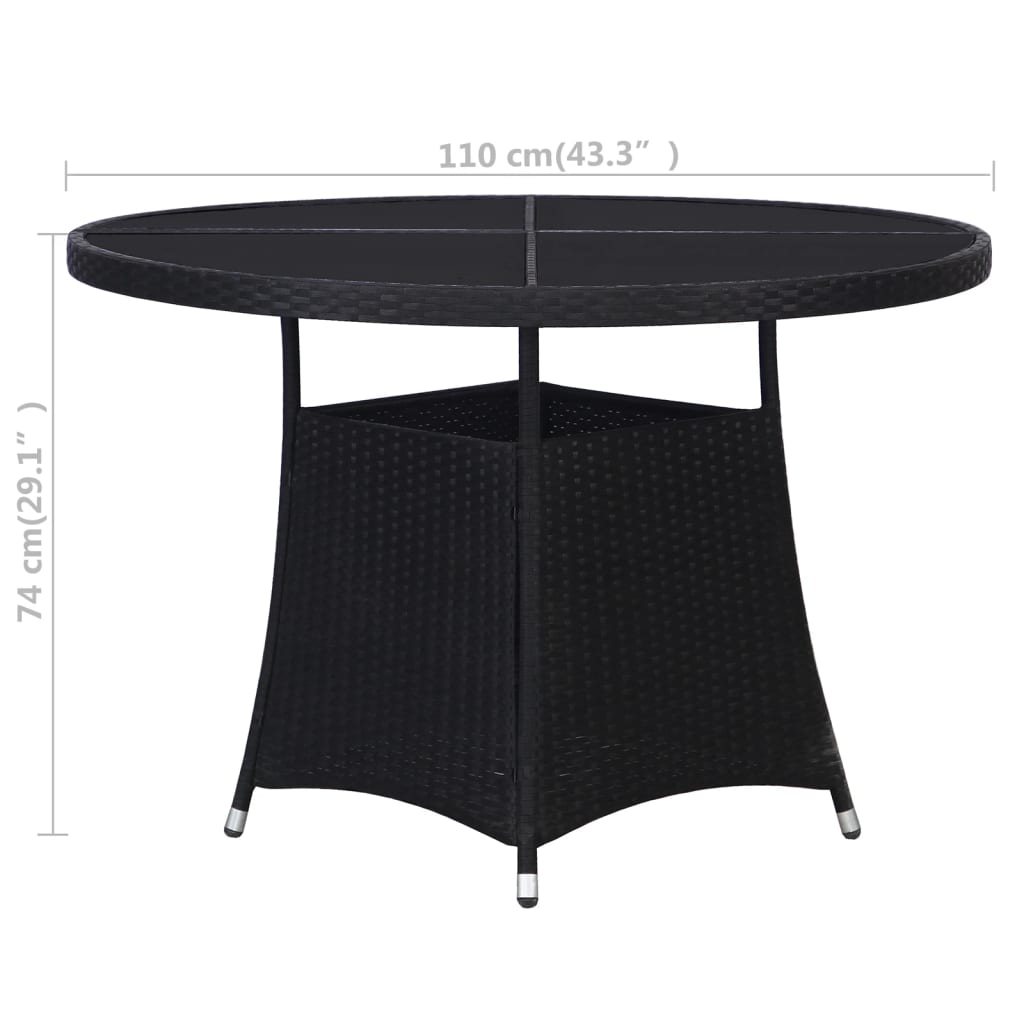 Tavolo da Giardino Nero Ã˜110x74 cm in Polyrattan