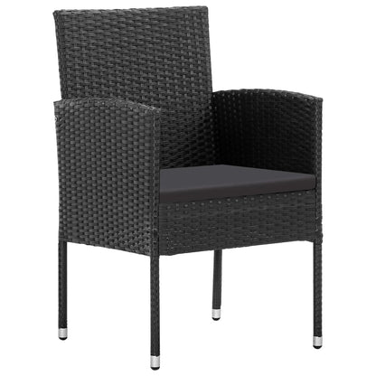 Sedie da Giardino con Cuscini Neri 4 pz Nere in Polyrattan