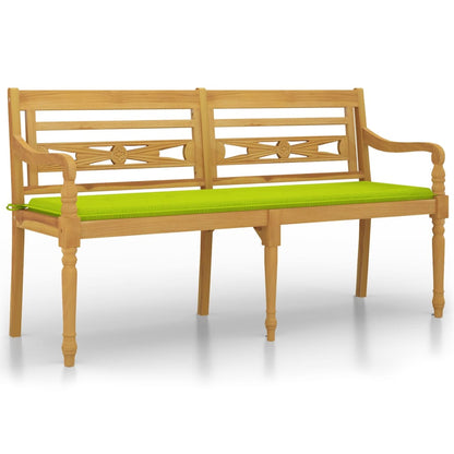 Panchina Batavia Cuscino Verde Chiaro 150cm Legno Massello Teak