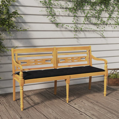 Panchina Batavia con Cuscino Nero 150 cm Legno Massello Teak