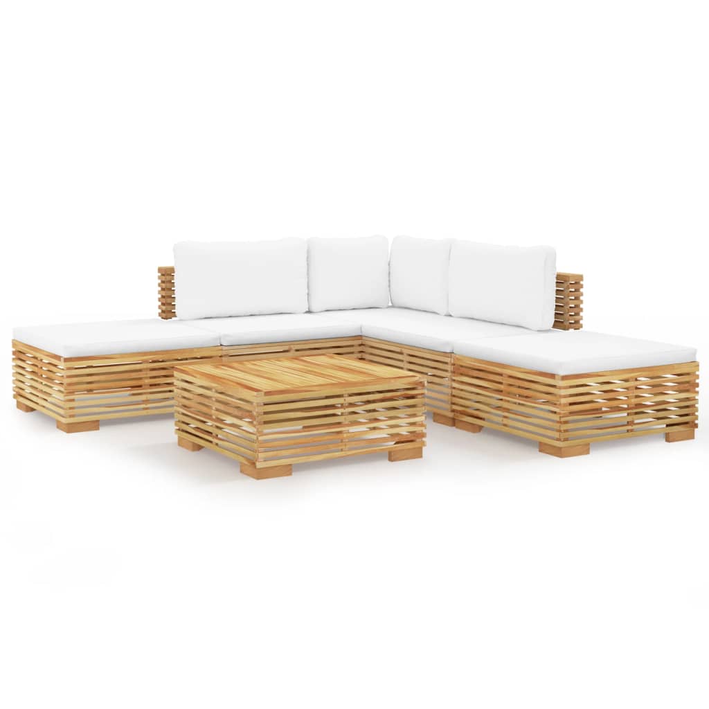 Set Divani da Giardino 6 pz con Cuscini Legno Massello di Teak