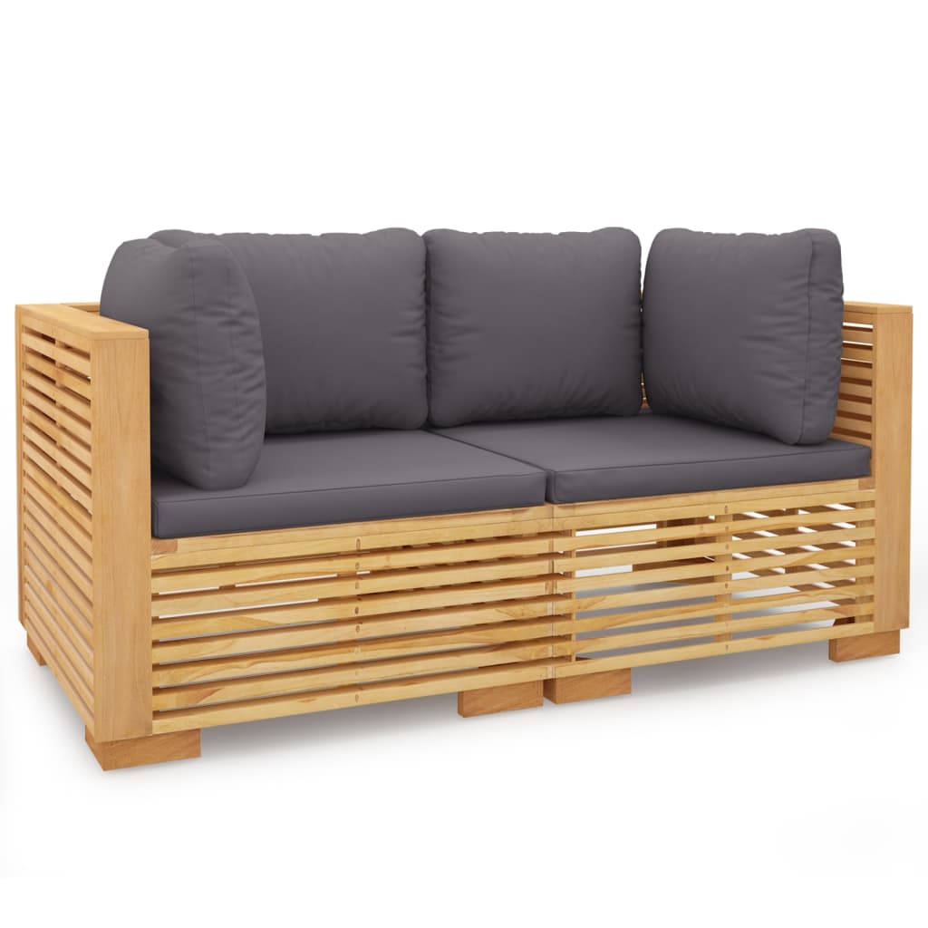Divani Angolari da Giardino con Cuscini 2pz Legno Massello Teak