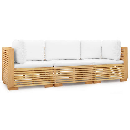 Set Divani da Giardino 3 pz con Cuscini Legno Massello di Teak