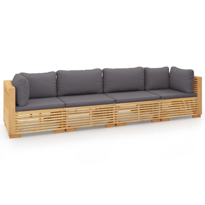 Set Divani da Giardino 4 pz con Cuscini Legno Massello di Teak