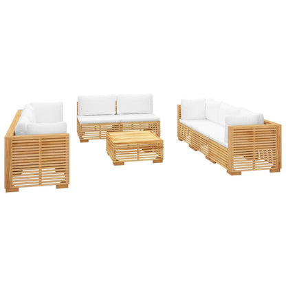Set Divani da Giardino 9 pz con Cuscini Legno Massello di Teak