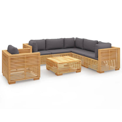Set Divani da Giardino 7 pz con Cuscini Legno Massello di Teak