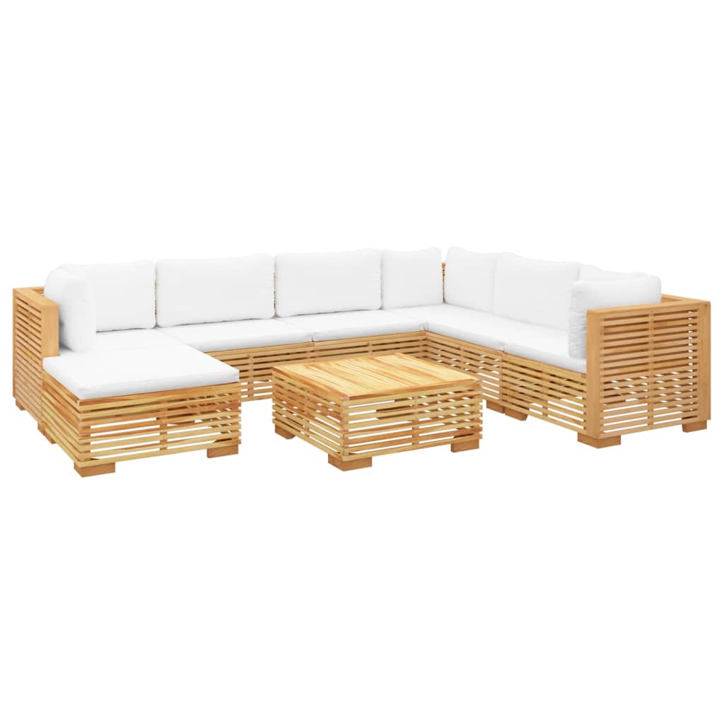 Set Divani da Giardino 8 pz con Cuscini Legno Massello di Teak