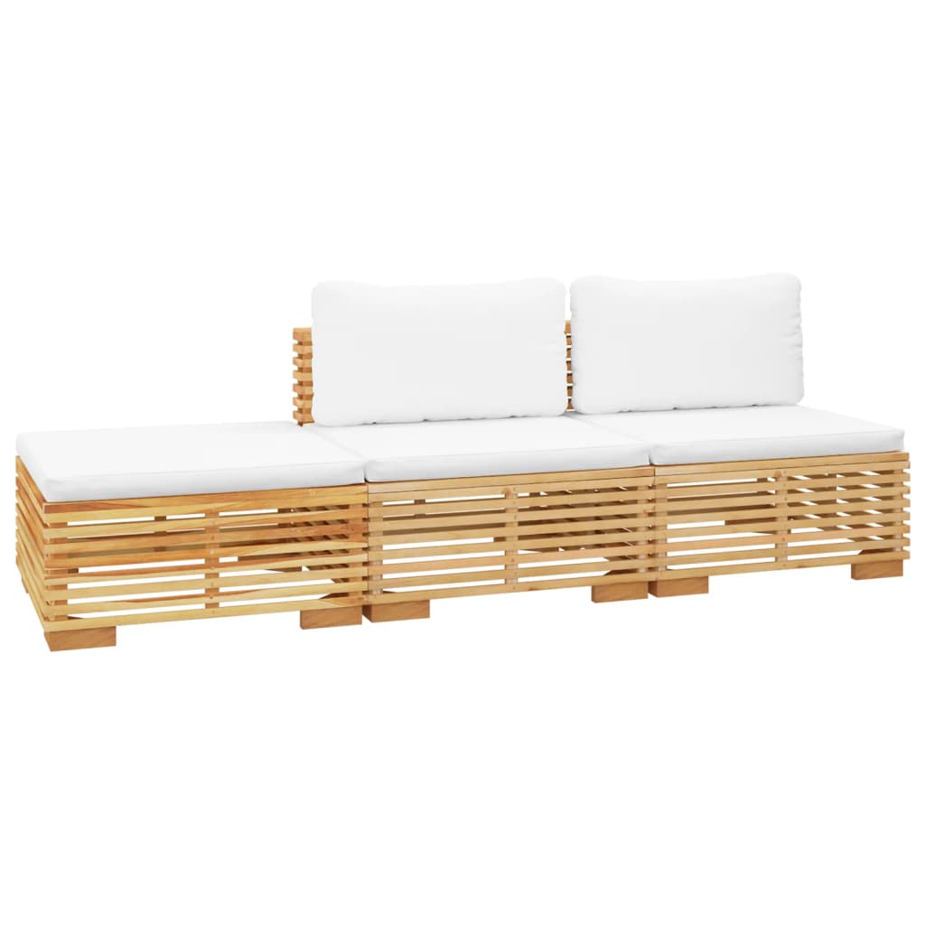 Set Divani da Giardino 3 pz con Cuscini Legno Massello di Teak