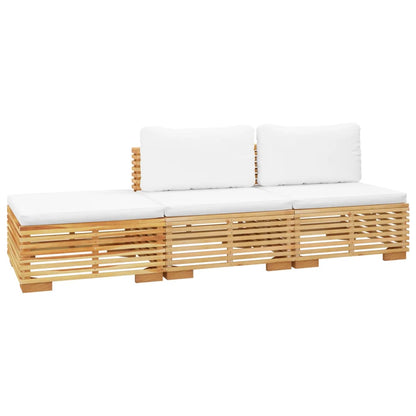 Set Divani da Giardino 3 pz con Cuscini Legno Massello di Teak