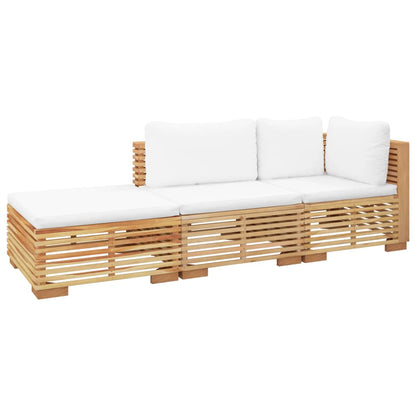 Set Divani da Giardino 3 pz con Cuscini Legno Massello di Teak